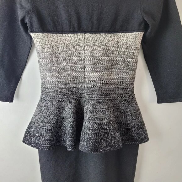 D.Exterior Women Size XS Black White Wool Knit Peplum Dress - Picture 11 of 13